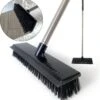 Schrobbezem Zwart Luiwagen Met Steel 120cm - Tuinbezem Straatbezem - Schoonmaak Schrobber Kunststof Harde Bezem - Schrobborstel En Schuurborstel