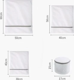 Merkloos Waszak 4 Delig - 1x Groot (50x60 Cm) - 1x Middel ( 40x50cm) - 1x Normaal (30x40cm) - 1x BH (17x15cm) -Winkel Voor Schoonmaakartikelen 1109x1200