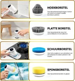 MostEssential Premium Elektrische Schoonmaakborstel 2023 Model – Elektrische Schrobber - Schrobborstel - Poetsmachine – Voor Badkamer Of Keuken - Inclusief 4 Borstelkoppen -Winkel Voor Schoonmaakartikelen 1117x1200 7