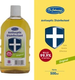 Dr Johnsons Ontsmettingsmiddel - 6 X 500ml Voordeelverpakking - Dettol Antiseptic Alternatief -Winkel Voor Schoonmaakartikelen 1124x1200
