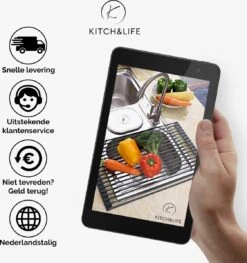 Kitch&Life Afdruiprek Oprolbaar - Mat Zwart - Pannenonderzetter - Afdruipmat - Keukenrek 3-in-1 8 Kitch&Life Afdruiprek Oprolbaar - Mat Zwart - Pannenonderzetter - Afdruipmat - Keukenrek 3-in-1 -Winkel Voor Schoonmaakartikelen 1125x1200 3