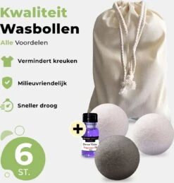 Drogerballen Met Wasparfum - Droogballen - Set Van 6 XL Ballen - Wasdroger Ballen Wol - 100% Nieuw-Zeelands Schapenwol - Wasballen -Winkel Voor Schoonmaakartikelen 1143x1200