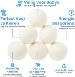 DRYQUICK Drogerballen- Wasbollen- Duurzaam Schapenwol - Herbruikbaar- 6 XL Wasballen Wit 7 DRYQUICK Drogerballen- Wasbollen- Duurzaam Schapenwol - Herbruikbaar- 6 XL Wasballen Wit -Winkel Voor Schoonmaakartikelen 1162x1200