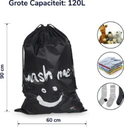 Wonair - Grote Waszak - Laundry Bag - Wash Me - 60x90cm - Zwart - Met Trekkoord -Winkel Voor Schoonmaakartikelen 1178x1200 1