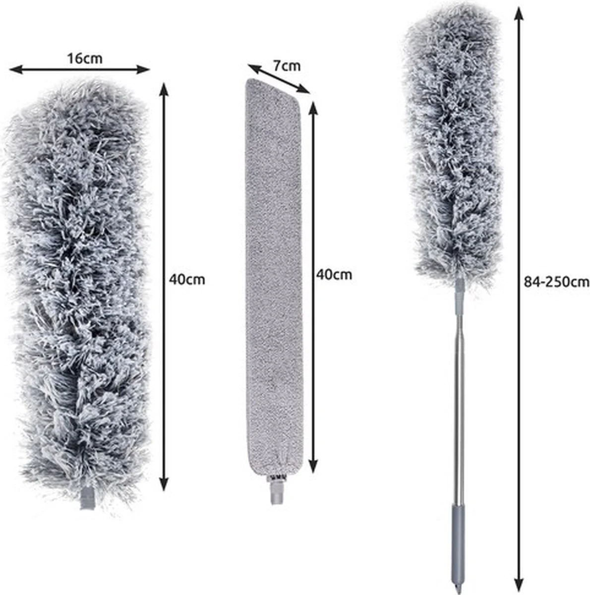 Eleganca Telescopische Plumeau met telescoopsteel met 2 koppen - 84 tot 250 cm - Uitschuifbaar - Ragebol - Stoffer - Lichtgewicht Eleganca Telescopische Plumeau Met Telescoopsteel Met 2 Koppen - 84 Tot 250 Cm - Uitschuifbaar - Ragebol - Stoffer - Lichtgewicht -Winkel Voor Schoonmaakartikelen 1190x1200 12