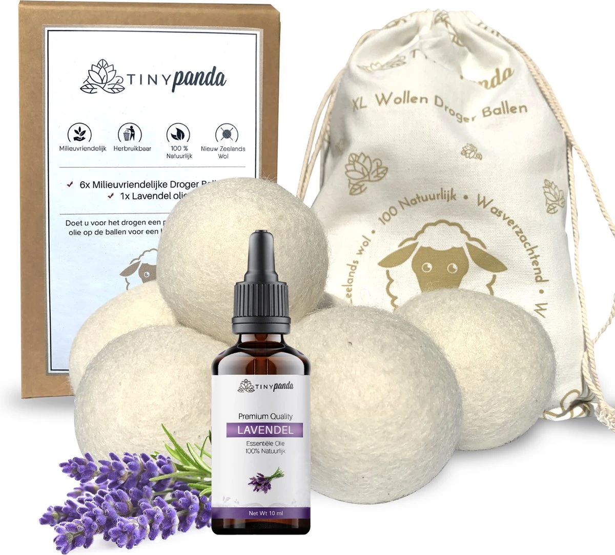Droger Ballen XL 6 stuks inclusief lavendelolie – Zero waste Dryer Balls - Duurzaam – Wasverzachter – Herbruikbare Drogerballen – Droogt de was sneller – Tiny Panda Merkloos Droger Ballen XL 6 Stuks Inclusief Lavendelolie – Zero Waste Dryer Balls - Duurzaam – Wasverzachter – Herbruikbare Drogerballen – Droogt De Was Sneller – Tiny Panda -Winkel Voor Schoonmaakartikelen 1200x1084 3