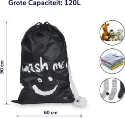 Wonair - Waszak Groot - 60x90cm - Zwart - Met Trekkoord En Draagband -Winkel Voor Schoonmaakartikelen 1200x1147 1