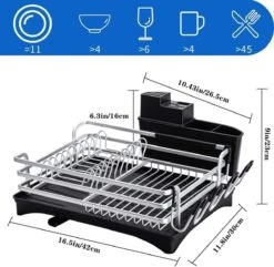 Doogo® Afdruiprek Met Bestekkorf En Lekbak Voor Keukenborden En Bestek Afdruiprek Met Draaibare Uitloop -Winkel Voor Schoonmaakartikelen 1200x1173 8