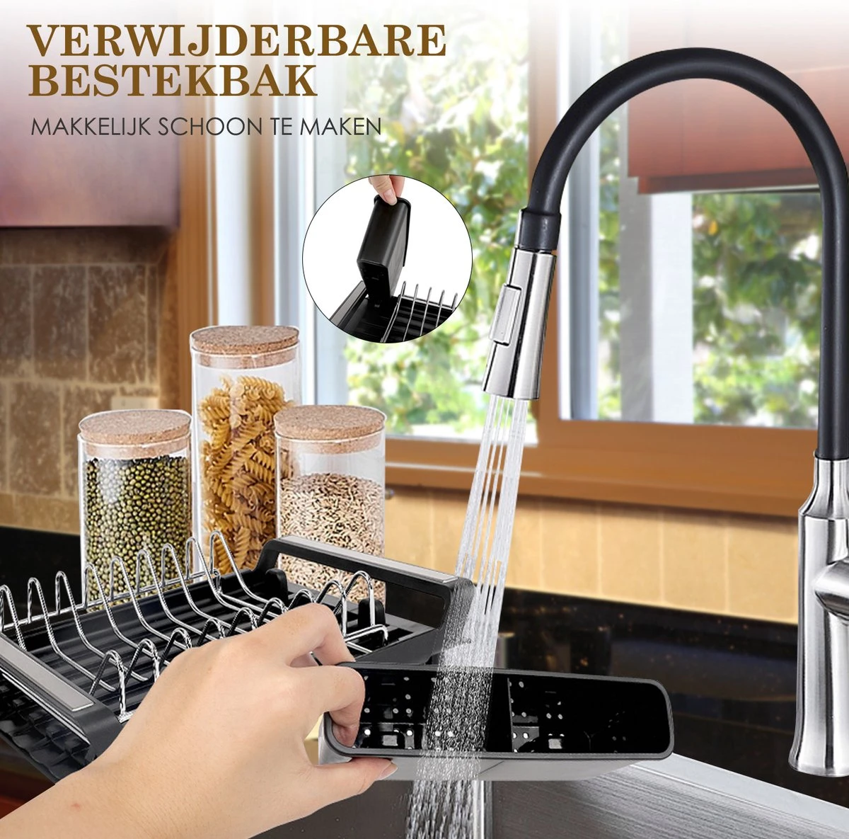 MIRI Afdruiprek – Afwasrek – Uitschuifbaar – Met Lekbak in Gootsteen – Afwas – Roestvrij Staal – Zwart MIRI Afdruiprek – Afwasrek – Uitschuifbaar – Met Lekbak In Gootsteen – Afwas – Roestvrij Staal – Zwart -Winkel Voor Schoonmaakartikelen 1200x1185 2