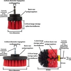 Kibani 3 Delige Borstelset Voor Boormachine - Rood - Voor Beton, Baksteen En Andere Ruwe Oppervlakken - Schrobborstel – Boorborstel – Schuurborstel - Borstel Boormachine – Schoonmaakborstel – Reinigingsborstel – Tapijtreiniger - Borstelset -Winkel Voor Schoonmaakartikelen 1200x1186 3