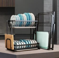 Doogo® Afdruiprek Met Lekbak 2 Laags – Inklapbaar - Muur Hangen Mogelijke - Afwasrek – Met 2 Lekbakken – Extra Accessories Voor Servies En Snijplanken - RVS -Winkel Voor Schoonmaakartikelen 1200x1197 18