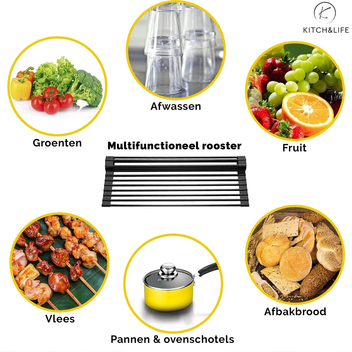 Kitch&Life Afdruiprek oprolbaar - Mat Zwart - Pannenonderzetter - Afdruipmat - Keukenrek 3-in-1 Kitch&Life Afdruiprek Oprolbaar - Mat Zwart - Pannenonderzetter - Afdruipmat - Keukenrek 3-in-1 -Winkel Voor Schoonmaakartikelen 1200x1198 59