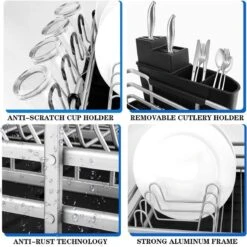 Doogo® Afdruiprek Met Bestekkorf En Lekbak Voor Keukenborden En Bestek Afdruiprek Met Draaibare Uitloop -Winkel Voor Schoonmaakartikelen 1200x1199 23