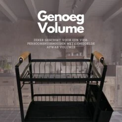 Afdruiprek - Zwart/ Met Flexibele Water Afvoer/ Borden, Pannen Bestek/ RVS/ Lichtgewicht/ Lekbak/ Luxe Uitvoering -Winkel Voor Schoonmaakartikelen 1200x1200 1490