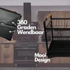 Afdruiprek - Zwart/ Met Flexibele Water Afvoer/ Borden, Pannen Bestek/ RVS/ Lichtgewicht/ Lekbak/ Luxe Uitvoering -Winkel Voor Schoonmaakartikelen 1200x1200 1491