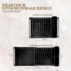 MIRI Afdruiprek – Afwasrek – Uitschuifbaar – Met Lekbak In Gootsteen – Afwas – Roestvrij Staal – Zwart 4 MIRI Afdruiprek – Afwasrek – Uitschuifbaar – Met Lekbak In Gootsteen – Afwas – Roestvrij Staal – Zwart -Winkel Voor Schoonmaakartikelen 1200x1200 1518