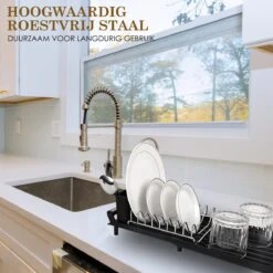 MIRI Afdruiprek – Afwasrek – Uitschuifbaar – Met Lekbak In Gootsteen – Afwas – Roestvrij Staal – Zwart 6 MIRI Afdruiprek – Afwasrek – Uitschuifbaar – Met Lekbak In Gootsteen – Afwas – Roestvrij Staal – Zwart -Winkel Voor Schoonmaakartikelen 1200x1200 1519