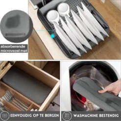 Afdruiprek Met Lekbak - Inclusief Afdruipmat - Opvouwbaar - Afwasrek Met Uitneembare Bestekhouder - Voor Bestek, Borden, Pannen En Schalen -Winkel Voor Schoonmaakartikelen 1200x1200 1522