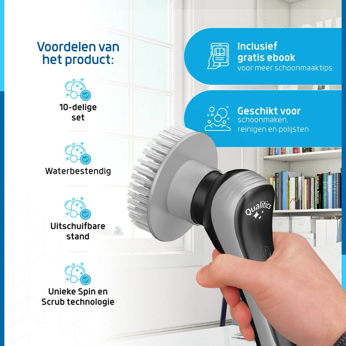 Qualitics Elektrische Schoonmaakborstel - Roterende Polijstmachine - Schrobborstel - Poetsmachine - Vloerreiniger Met 10 Opzetstukken Qualitics Elektrische Schoonmaakborstel - Roterende Polijstmachine - Schrobborstel - Poetsmachine - Vloerreiniger Met 10 Opzetstukken -Winkel Voor Schoonmaakartikelen 1200x1200 1697