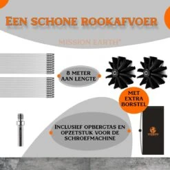Schoorsteenveegset - 8 Meter - 2 Borstelkoppen - Professioneel - Schoorsteen Borstel - Veegkit - Haardset Voor Houtkachel - Flexibel - Schoorsteenveger - Pelletkachel Accessoires - Schoorsteen Reiniger - Geschikt Voor Boormachines -Winkel Voor Schoonmaakartikelen 1200x1200 1723