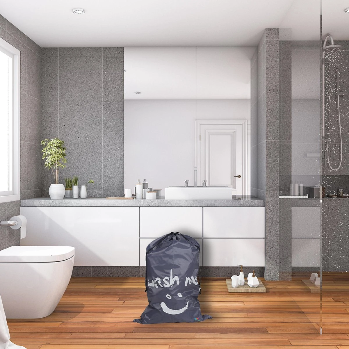 Wonair - Grote waszak - Wash me - Wastas - 60x90cm - Grijs - Met trekkoord Wonair - Grote Waszak - Wash Me - Wastas - 60x90cm - Grijs - Met Trekkoord -Winkel Voor Schoonmaakartikelen 1200x1200 505