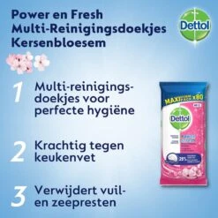 Dettol - Schoonmaakdoekjes - Power & Fresh - Kersenbloesem - 80 Stuks X8 -Winkel Voor Schoonmaakartikelen 1200x1200 869