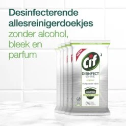 Cif Disinfect & Shine Wipes Doden 99,99% Van De Bacteriën Original Desinfecterende Schoonmaakdoekjes, Van 100% Biologisch Afbreekbaar Textiel 5 X 75 Doekjes -Winkel Voor Schoonmaakartikelen 1200x1200 883