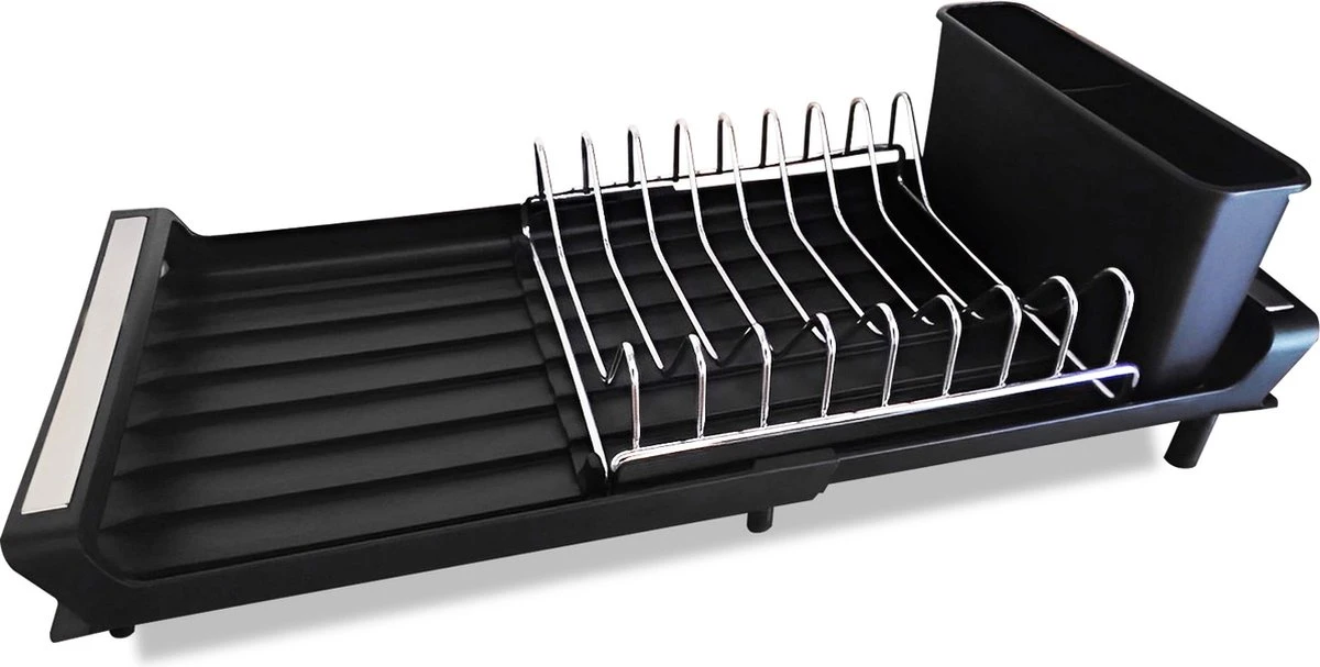 MIRI Afdruiprek – Afwasrek – Uitschuifbaar – Met Lekbak in Gootsteen – Afwas – Roestvrij Staal – Zwart MIRI Afdruiprek – Afwasrek – Uitschuifbaar – Met Lekbak In Gootsteen – Afwas – Roestvrij Staal – Zwart -Winkel Voor Schoonmaakartikelen