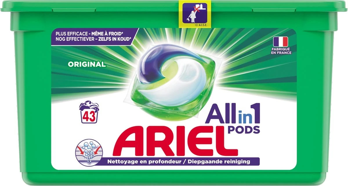 Ariel All-in-one pods original wasmiddelcapsules, 43 wasbeurten Ariel All-in-one Pods Original Wasmiddelcapsules, 43 Wasbeurten -Winkel Voor Schoonmaakartikelen