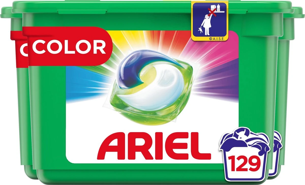 Ariel All in 1 Wasmiddel Pods Kleur Color - 3x43 Wasbeurten - Voordeelverpakking Ariel All In 1 Wasmiddel Pods Kleur Color - 3x43 Wasbeurten - Voordeelverpakking -Winkel Voor Schoonmaakartikelen