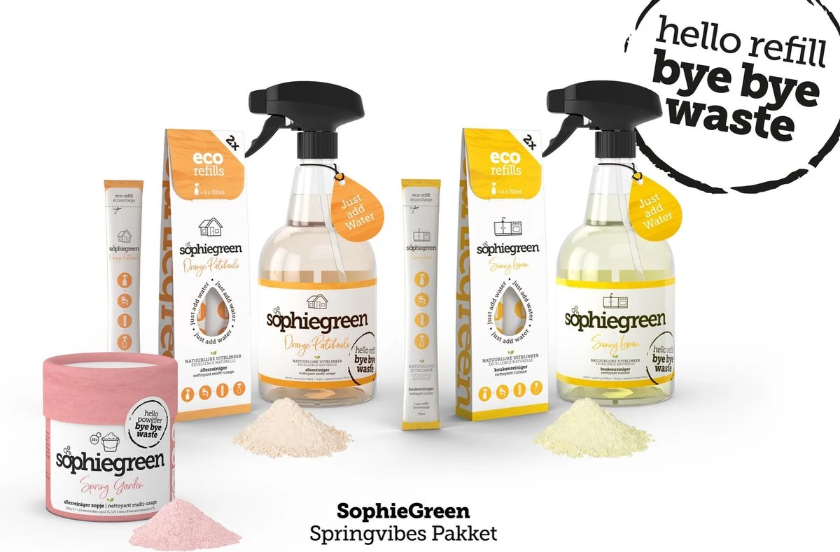SophieGreen Voorjaarspakket; Allesreiniger + Keukenreiniger - 2x 750ml + navullingen + Sopje Allesreiniger 100g SophieGreen Voorjaarspakket; Allesreiniger + Keukenreiniger - 2x 750ml + Navullingen + Sopje Allesreiniger 100g -Winkel Voor Schoonmaakartikelen 1200x789 1