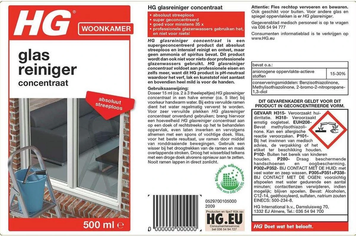 HG glasreiniger concentraat - 500ml - reinigt streeploos - de keuze van professionele glazenwassers HG Glasreiniger Concentraat - 500ml - Reinigt Streeploos - De Keuze Van Professionele Glazenwassers -Winkel Voor Schoonmaakartikelen 1200x798 2