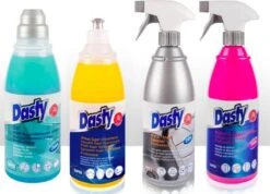 Dasty Keuken+Badkamer Pakket 8 Stuks: WC-gel + Super Antikalk + Ruiten En Oppervlakten + Badkamerreiniger + Afwas Super Ontvettend + RVS- En Inductiekookplatenreiniger + Ruiten En Oppervlakten + Allesreinigende Gel + GRATIS Set Sponzen -Winkel Voor Schoonmaakartikelen 1200x863 1