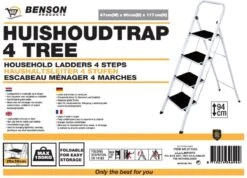 Benson Huishoudtrap 4 Treden - Anti Slip -Winkel Voor Schoonmaakartikelen 1200x866 2