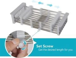 IBright Verstelbare Keukenrek - Gootsteen Mand - Afdruiprek – Vergiet – Verstelbaar In Lengte - Uitschuifbaar - RVS Grijs -Winkel Voor Schoonmaakartikelen 1200x925