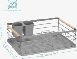 Navaris Afdruiprek Met Uitneembare Bestekhouder - Afwasrek Met Losse Lekbak - Vaatwasrek Met Plateau - Voor Bestek, Borden, Schalen En Pannen -Winkel Voor Schoonmaakartikelen 1200x930