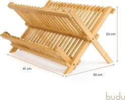 Budu Afdruiprek - Afdruiprekje Van Bamboe Hout - Afdruiprek Voor Afwas - Vaatwasrek - Keukenrek - Inklapbaar - Opvouwbaar - -Winkel Voor Schoonmaakartikelen 1200x963 3