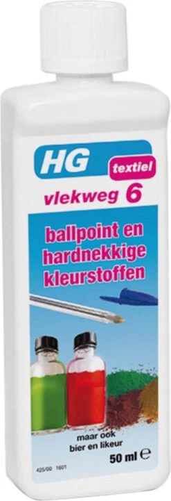 HG Vlekweg 6 - 50ml- Voor O.a. Vlekken Van Ballpoint & Hardnekkige Kleurstoffen -Winkel Voor Schoonmaakartikelen 411x1200