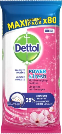 Dettol - Schoonmaakdoekjes - Power & Fresh - Kersenbloesem - 80 Stuks X8 -Winkel Voor Schoonmaakartikelen 558x1200 1