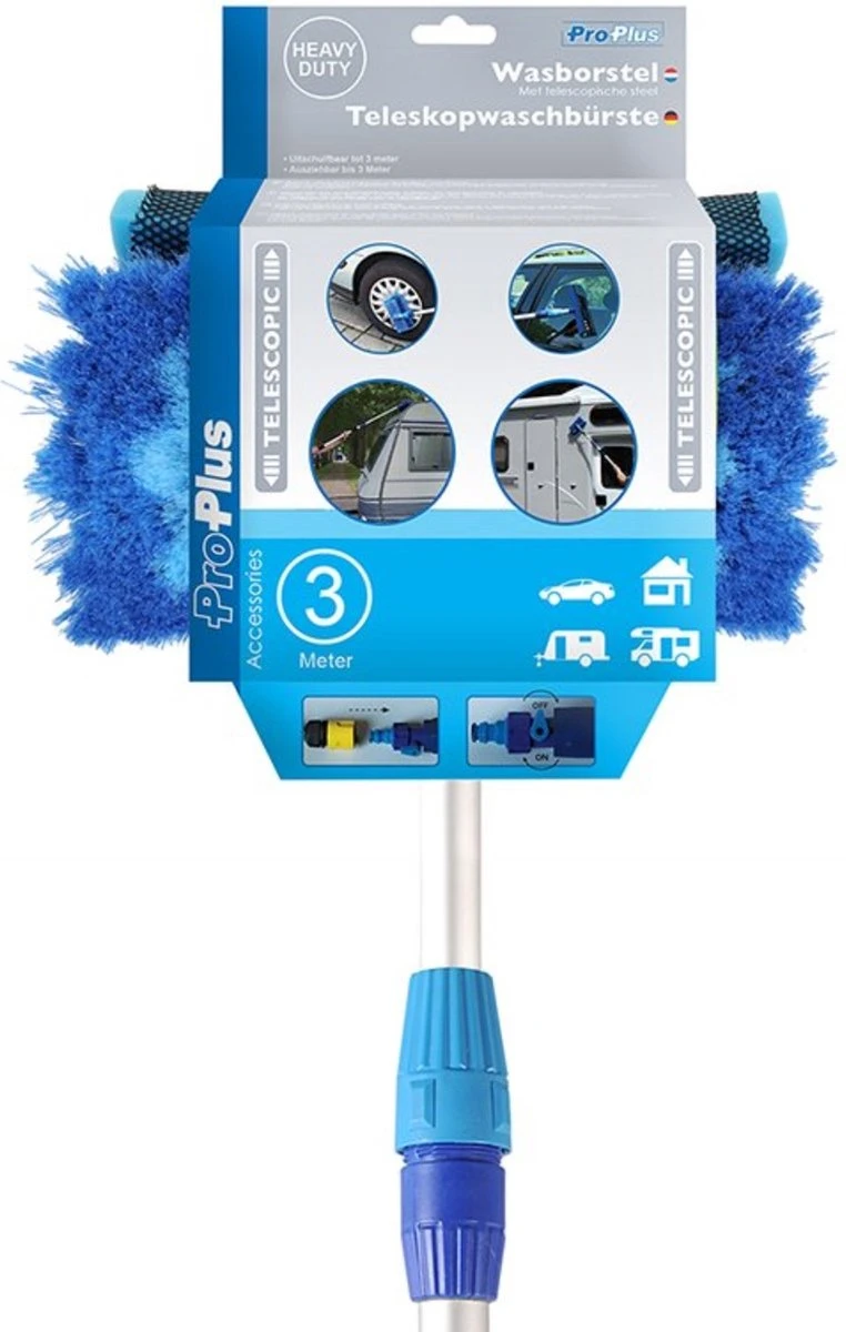 Pro Plus Wasborstel - Heavy Duty - Telescopische Steel - Uitschuifbaar tot 3 meter PROPLUS Pro Plus Wasborstel - Heavy Duty - Telescopische Steel - Uitschuifbaar Tot 3 Meter -Winkel Voor Schoonmaakartikelen 762x1200 3