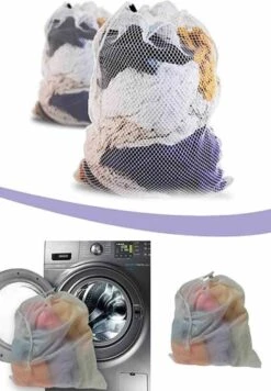 Wasnet Waszak - Groot - XL - 60 X 80 CM - Wit - Treksysteem - Trekbandsluiting - Polyester - Laundry Bag -Winkel Voor Schoonmaakartikelen 832x1200 2