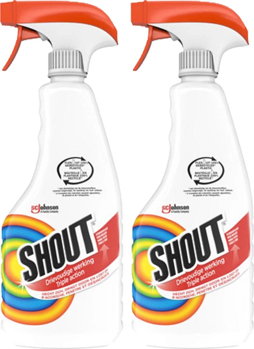 Mr Muscle Shout Vlekkenoplosser Triple Action - Spray - 2 x 500 ml Mr Muscle Shout Vlekkenoplosser Triple Action - Spray - 2 X 500 Ml -Winkel Voor Schoonmaakartikelen