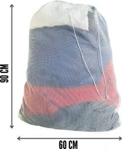 Orange85 Waszak - Groot - XL - 60 X 90 CM - Wit - Treksysteem - Trekbandsluiting - Polyester - Wasnet - Laundry Bag - Voor Kleding -Winkel Voor Schoonmaakartikelen 981x1200